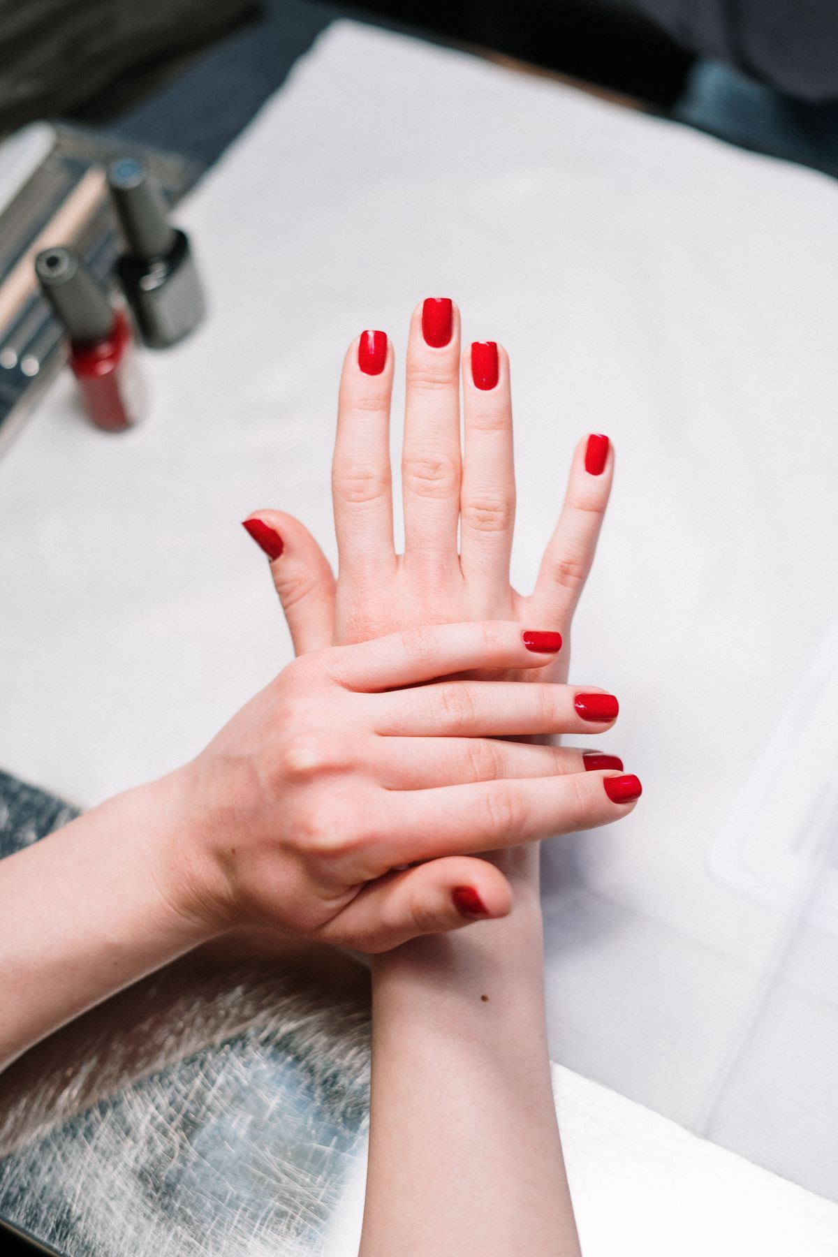 Nail service in progress at Tip Top Nails